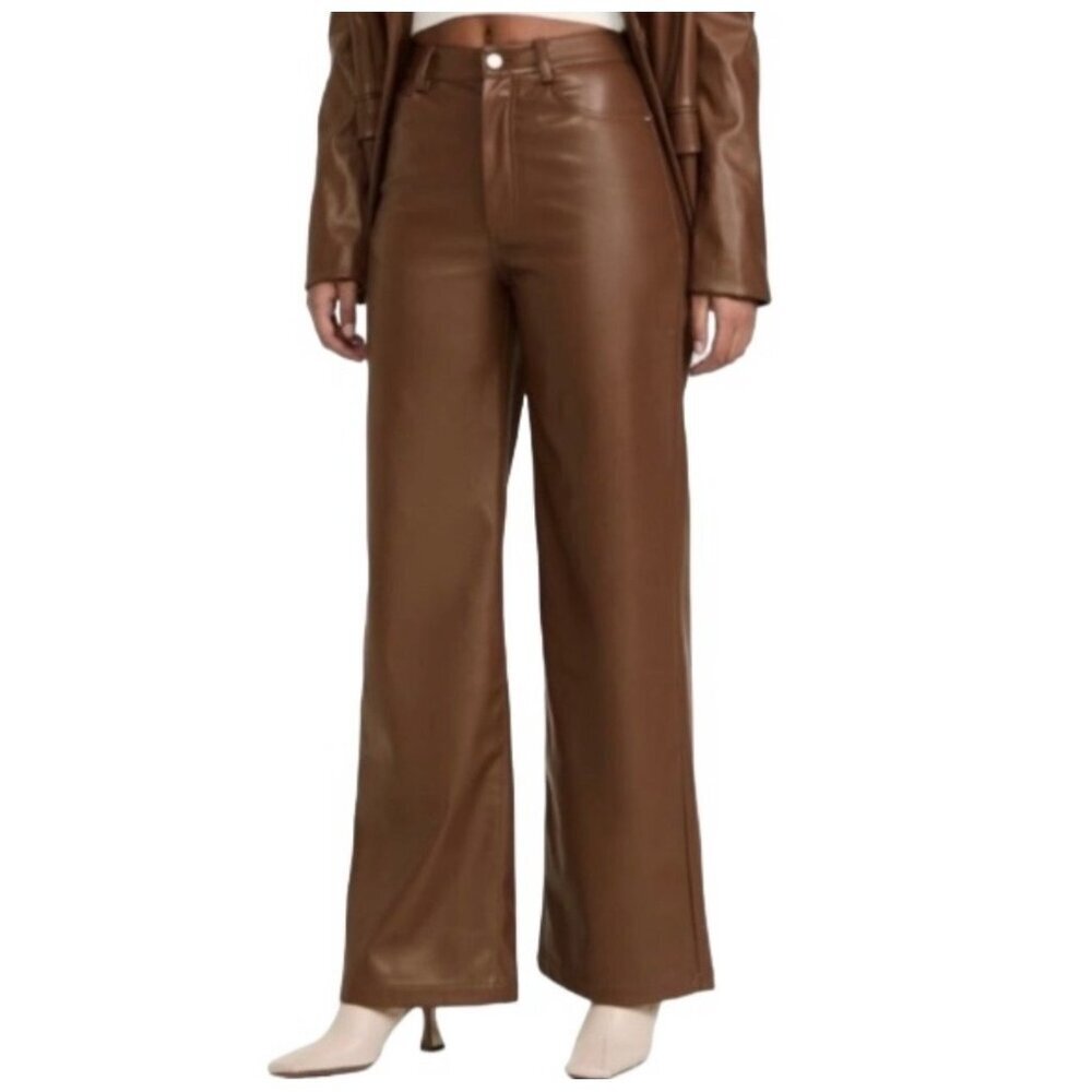 WeWoreWhat Vegan Leather High Rise Dad Jean Cocoa Brown Women's Size 30